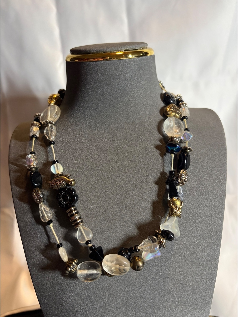 Black and clear bead necklace